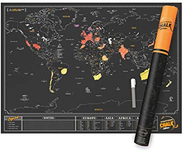 Luckies of London Weltkarte zum Rubbeln - Das Original Scratch Map, Chalk Edition, Groß, 82,5 x 59,4cm