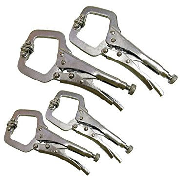 Tooltime 4 Pc 4 (100mm) & 6 (150mm) Adjustable C Clamps Locking Mole Grip C-clamp Welding Pliers