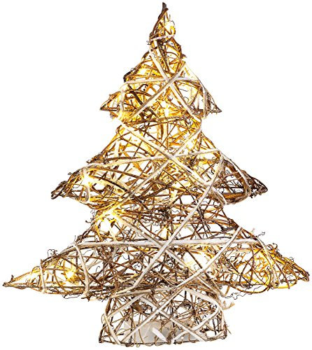Lunartec Dekoweihnachtsbaum: Handgefertigter Deko-Weihnachtsbaum mit 20 warmweißen LEDs, 40 cm (Leucht Weihnachtsbaum, Künstlicher Weihnachtsbaum mit LED, Weihnachtsbaumbeleuchtung kabellos)