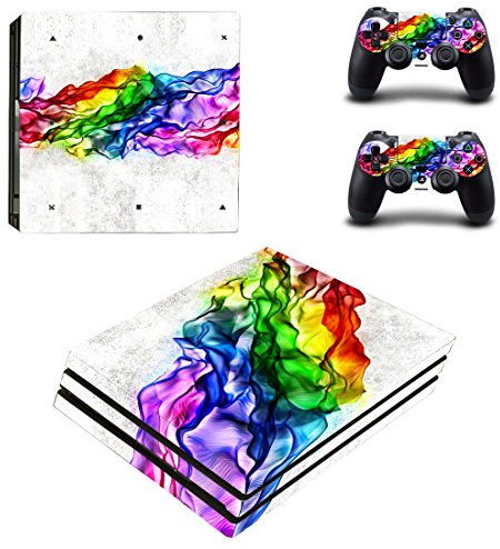 eSeeking Vinyl-Aufkleber für PS4 Pro Konsole und 2 PS4 Pro Controller, elegant, Regenbogen