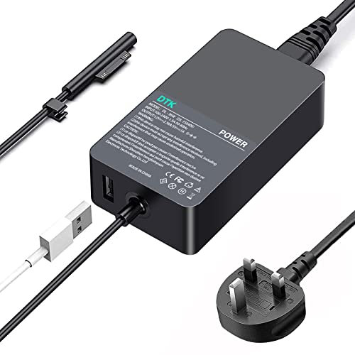 DTK 31W 12V 2.58A Microsoft Surface Charger Power Supply for Surface Pro 3 4 5 6 X Surface Pro 2017 Surface Book Surface Go Compatible with 1625 1735 1800 AC Adapter with 5W USB port