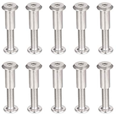 uxcell Screw Post Fit for 5/16(8mm) Hole Dia, Male M6x20mm, Female 6x18mm Belt Buckle Binding Bolts Leather Fastener Carbon Steel 10 Sets