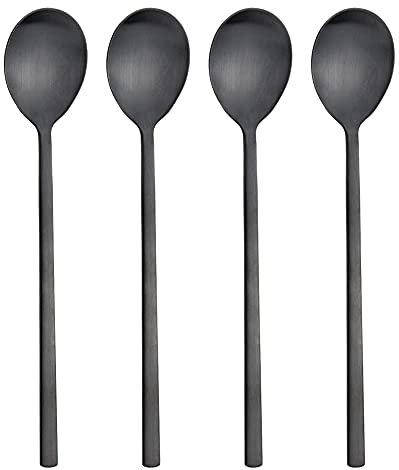 AOOSY Lot de 4 cuillères coréennes en acier inoxydable 21,6 cm pour la maison, la cuisine ou le restaurant (noir)
