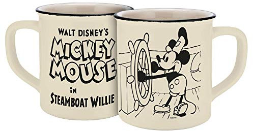 Disney Mickey Mouse Taza Steamboat Willie Vintage – Crema / Negro Estampada 100% Cerámica Capacidad aprox. 400 ml