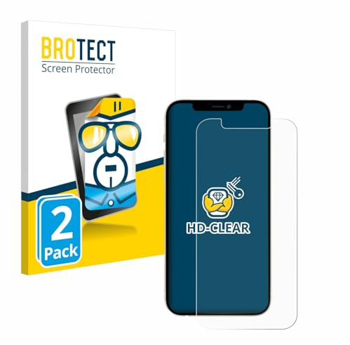 BROTECT (2 Stück Schutzfolie für Apple iPhone 12/12 Pro Displayschutz Folie Made in Germany, Ultra-Klar