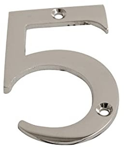 SISI UK® Polished Chrome Front House Door Numbers Chrome Finish 3'' with Screws (Number 5)
