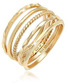 Elli Ring Damen Set Stacking Minimal Trend Blogger Basic in 925 Sterling Silber