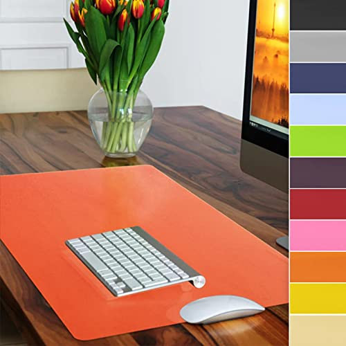 Floordirekt Schreibtischunterlage - Schreibunterlage - Unterlagenmatte - Ideal für Büro & Zuhause - Anti-Rutschbeschichtung - Tischunterlage (Orange, 65 x 50 cm)