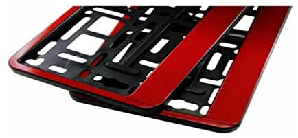 KHK 46-Line 06 Kennzeichenhalter ROT HP für Kurze Kennzeichen 46cm (2 Stück) inkl. Befestigungsschrauben und Dokumentenhülle
