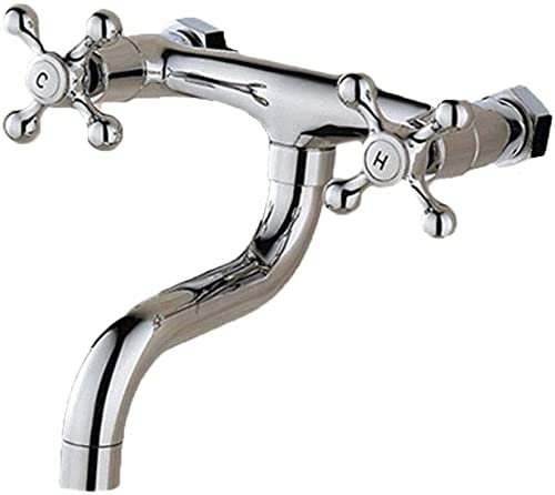 Wandarmatur Wasserhahn Wandmontage Küche Bad Armatur Ausgußbecken Zweigriff Mischer Wand Armatur Wand Spültisch