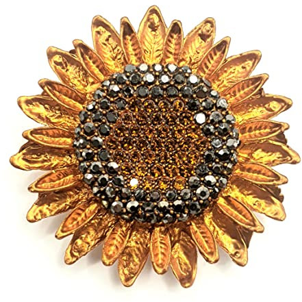 Brosche, Sonnenblume, Gelbgold, luxuriös, Metall, Edelstein, Strass, Brosche, Schmuck, Metall