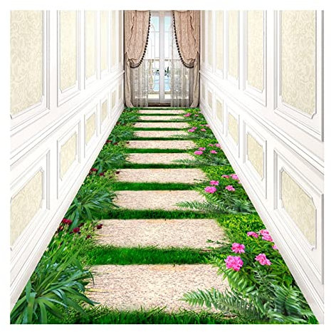 Siunwdiy 3D Hall Hall Runner Teppich 100X400CM, Unterwasser Hai Küche Hotel Teppiche Waschbar rutschfeste Treppen Fußmatten für, benutzerdefinierte Breite und Länge