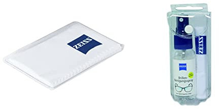 ZEISS Mikrofasertuch – für Objektive, Filter, Brillengläser, Weiß & Brillen Spray mit 30ml Inhalt inklusive einem Mikrofasertuch zur schonenden & gründlichen Reinigung Ihrer Brillengläser, alkoholfrei