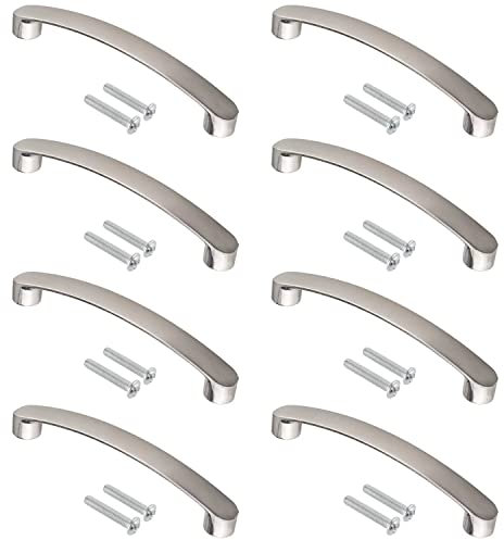 Unvtap 8 Pack Silver Cupboard Handles, Kitchen Door Handles 96mm Hole Centre with Screws, Drawer Handles, Wardrobe, Cabinet Pulls, Furniture, Wooden Gate Handle, Stainless Steel Cupboard Handles