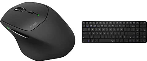 Rapoo MT550 kabellose Multi-Mode Maus, Einstellbarer 1600 DPI Sensor, schwarz & E9100M kabellose Tastatur, Bluetooth und Wireless (2.4 GHz) via USB, flaches Aluminum-Design, DE-Layout QWERTZ, schwarz