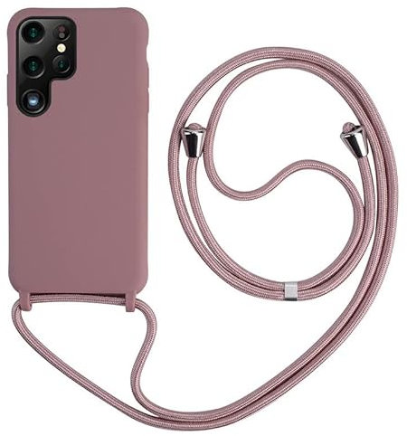 Keteen Handyband hülle für Samsung Galaxy S23 Ultra Handyhülle mit Band Slim Silikon Schutzhülle mit Abnehmbar Kordel Stossfest Bumper Cover zum Umhängen Necklace hülle Galaxy S23 Ultra-Pink