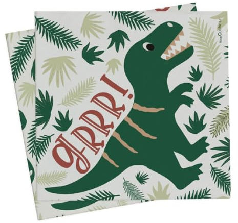 ScrapCooking - 20 serviettes Dino 33 x 33 cm - Décoration Anniversaire Dinosaure, Vert