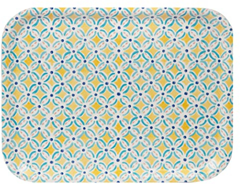 Yellow Rectangle Wooden Serving Tray, Moroccan Style |For Afternoon Tea Coffee, Cocktails l Food| Made From Sustainable Birch Wood From Sweden | Dishwasher Safe | Size: Durable W27cm x H20cm