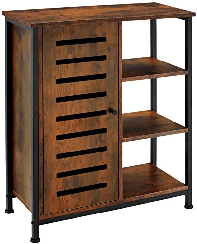 TecTake® Buffet 71 x 32 x 82 cm, Rangement Cuisine, 3 Compartiments Ouverts et 3 fermés, Meuble de Cuisine, Vaisselier, Bahut, Buffet Salle a Manger, Meuble de Rangement Style Industriel, Bois foncé