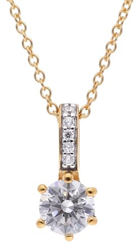 trendor Damenkette 925 Silber Vergoldet mit Zirkonia modischer Halsschmuck für Frauen, elegantes Schmuckstück, zeitlose Geschenkidee 15161