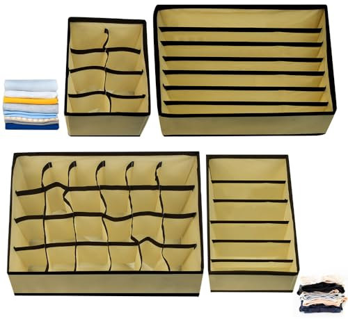 Kleemeiero 4 Stück Schubladen Ordnungssystem Socken Organizer Aufbewahrungsboxen Unterwäsche Schrank Schubladentrenner Schrank Organizer Schublade Faltbare für Büstenhalter Socken Dessous Krawatten