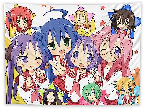 HOKMAH Niedlicher farbenfroher Anime-Wandteppich, Kawaii, japanisches lustiges Mädchen-Cartoon-Design, rosa Wandteppich, Wandkunst für Wohnzimmer, Schlafzimmer, Wohnheim, Hausdekoration, Wandteppich,