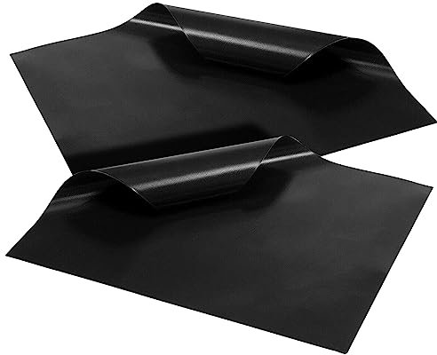 NTEK Oven Liner Protector Sheet Mat | Black BBQ Nonstick Reusable Cooker Mat | Oven Cooker Liner and Baking Tray Mat | Non-Stick Teflon Oven Liners | Oven Bottom Matt (2 Pack)