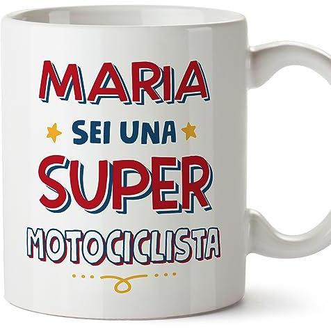 Mugffins Tazza Personalizzata in ceramica per MOTOCICLISTA donna 11 oz / 350 ml - In italiano - Sei Super - Idea regalo per compleanno, anniversario, natale, laurea
