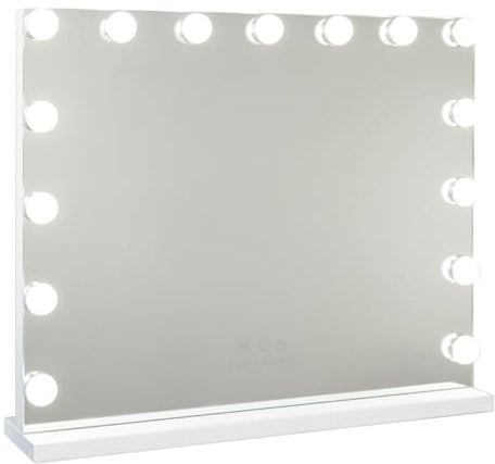 Flamingueo Schminkspiegel Mit Beleuchtung - Kosmetikspiegel 15 LED, Spiegel Mit Beleuchtung 3 Modi, Hollywood Spiegel, Spiegel Mit Licht (Weiß)