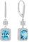 FJ Quadrat Prinzessschliff Hängend Ohrringe Damen 925 Sterling Silber Solitaire Halo Aquamarin Ohrringe März Geburtsstein Schmuck Geschenke für Frauen