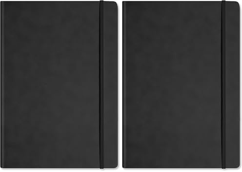 Silvine A4 Executive Hardback Notebook/Journal Black. 160 Dotted Pages of 90gsm Premium Ivory Paper (Pack of 2)