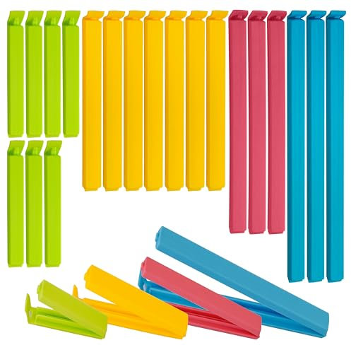 20 Pcs Sturdy Food Bag Clips for Food Storage Bags in 4 Sizes & 4 Colours - Food Clips for Keeping Food Fresh. Bag Clips for Food Storage and Sandwich Bags. Food Clips Bag Sealing Clips, (20 Pack)