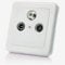Fuba GAD 300 Antennendose 3-Loch - SAT Kabelfernsehen DVB-T Radio - Unicable-tauglich - Unterputz Antennensteckdose Enddose mit Abdeckplatte (5-2250 MHz, DC-Pass, F-Buchse/IEC-Stecker/IEC-Buchse)