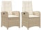 vidaXL Gartensessel mit Kissen 2 STK., Gartenstuhl mit Verstellbarer Rückenlehne, Liegestuhl mit Stahlrahmen, Sessel Stuhl Relaxsessel, Beige Poly Rattan