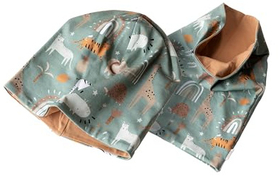 Jacob's - Die Babymoden-Manufaktur Baby Kinder Beanie Wendebeanie & Schlauchschal Safari im Set