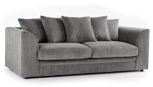SofaSelection's Jumbo Cord Scatter Back 3-Seater Sofa| Dylan Scatter Back 3 Seater Sofa in Grey Soft Cord Fabric: Redesign Your Living Room for Superior Comfort and Style (Grey, 3 Seater)