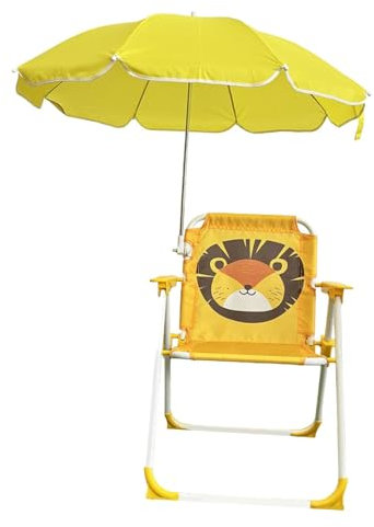 predolo Silla de Camping para niños, Silla Plegable con sombrilla, Silla de Playa portátil para Acampar en la Playa, Amarillo
