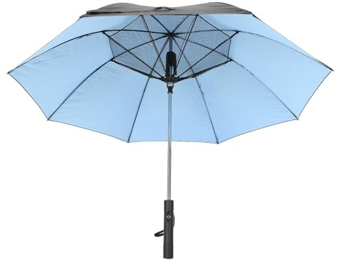 Oumefar Outdoor Umbrella, Portable Sun and Rain Umbrella Folding Power Bank 3000mAh UV Protection for Beach (Blue)