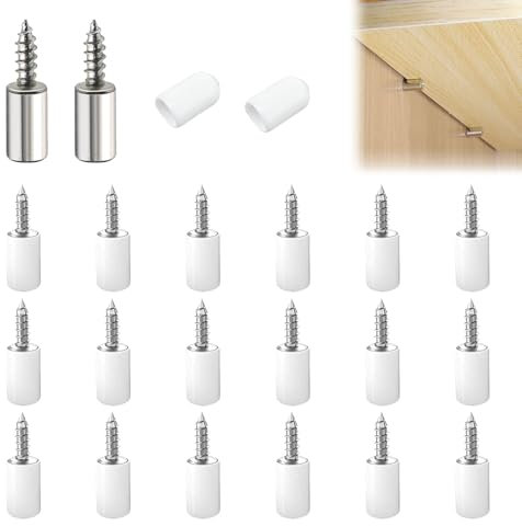 20 Pezzi Viti Autofilettanti Supporti per Mensole, 7.5mm Supporti dello Scaffale con Copertura Antiscivolo, Reggimensola Viti Supporto per Scaffale, per Armadi, Mobile, Libreria