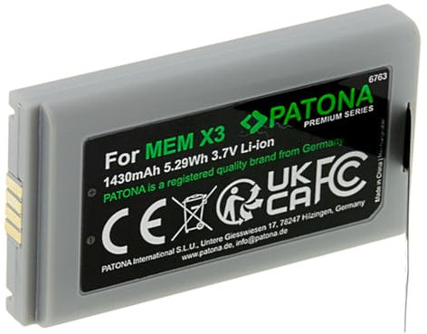 PATONA Premium Ersatz Akku für Datalogic CVR2 Memor X3 11300794 3H21-00000370 94ACC0083 94ACC1368 BP08-0006 Barcodescanner POS - 1430mAh 3,7 Volt