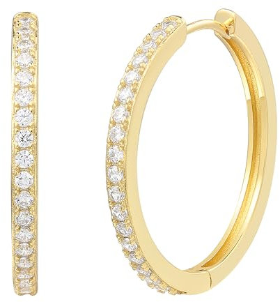 XENOX® Creolen - Damen Ohrringe aus hochwertigem 925/- Sterlingsilber mit Zirkonia-Steinen | XS10355G