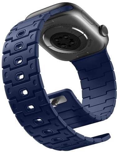 Bandletic Kompatibel mit Apple Watch Ultra Armband - 49mm 46mm 45mm 44mm Magnetisches Weiches Silikonarmband für Herren Damen Kompatibel mit iWatch Ultra 2 Series SE 10 9 8 7 6 5 4 42mm(3 2 1), Blau