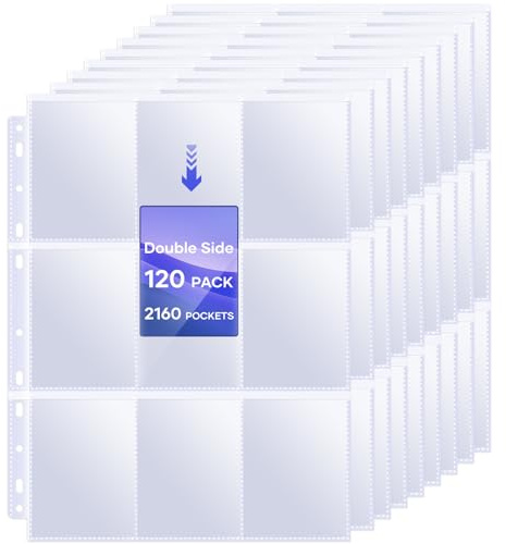120 Pack 9 Pocket Page Protectors,2160 Double Sided Card Holder Pages for a 3 Ring Binder, Card Protector Sheets Baseball Card Binder,Fit for MTG, TCG, Baseball Standard Cards