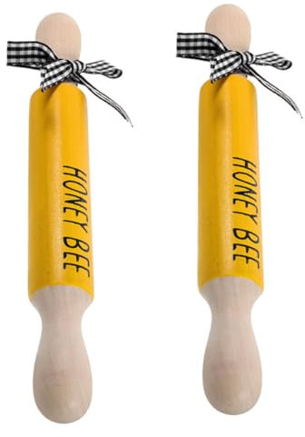 SHOWERORO 2stücke Holz Nudelholz Für Teig Mini-teigroller Im Landhausstil Bienen- Nudelhölzer Für Abgestufte Küchentabletts Handroller Aus Holz Für Kekse Und Teigtaschen Fondant