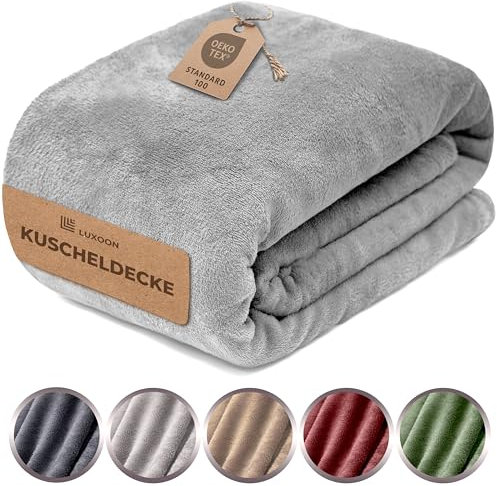 Luxoon Fleecedecke Flauschig Warm Winter – Kuscheldecke für Gemütliche Winterabende, Ultra Weich und Wärmend, Ideal für Sofa und Bett, 100% Polyester, Farbe 1er Pack 230x270cm, Grau