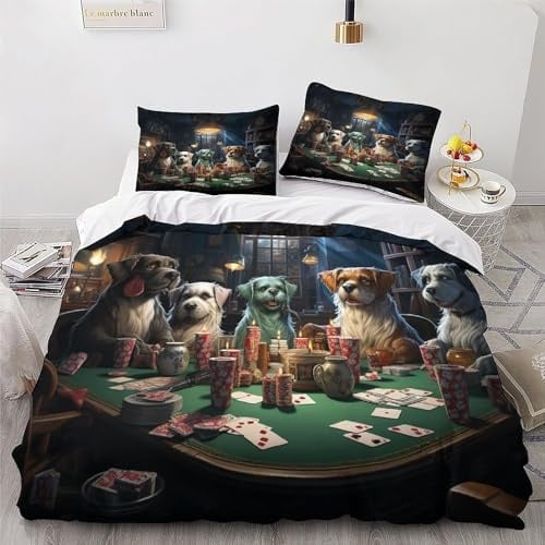 Zbeiba Cute Hund Bettwäsche 135x200cm Bettbezug Set Mikrofaser Angenehme Bettbezug und 2 Kissenbezug 80x80cm 3 teilig,#4,3D Drucken Bettbezug Mit Reißverschluss