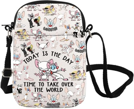 Pinky & Brain Character Inspire Crossbody Bag Rat Brain Messenger Bag Comedy Anime TV Series Shoulder Bag BFF Gift