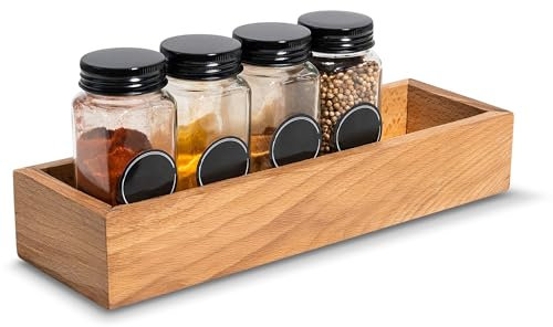 Creative Deco Caja de Almacenaje de Madera | 28 x 9 x 5 cm | Cesta Cajita Organizadora | Madera de Haya | Organizador Bandeja para Objetos de Valor, Pequeños, Especias, Frascos | Cajones, Cocina, Baño