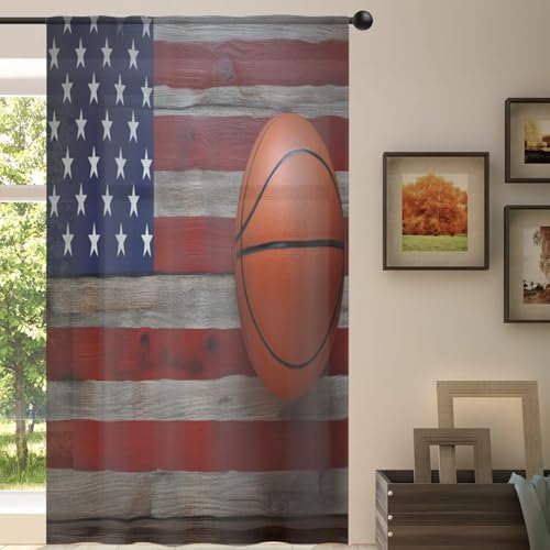 Durchsichtiger Vorhang mit USA-Flagge, für Wohnzimmer, Schlafzimmer, Küche, Esszimmer, Dekoration, 139 x 213 cm