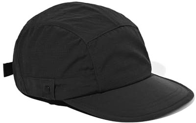 Clakllie Schnelltrocknend 5 Panel Basecap Flat Brim Snapback Cap Atmungsaktiv Outdoor Sport Cap UV-Schutz Quick Dry Trucker Cap (WBQSG1-N-Black)
